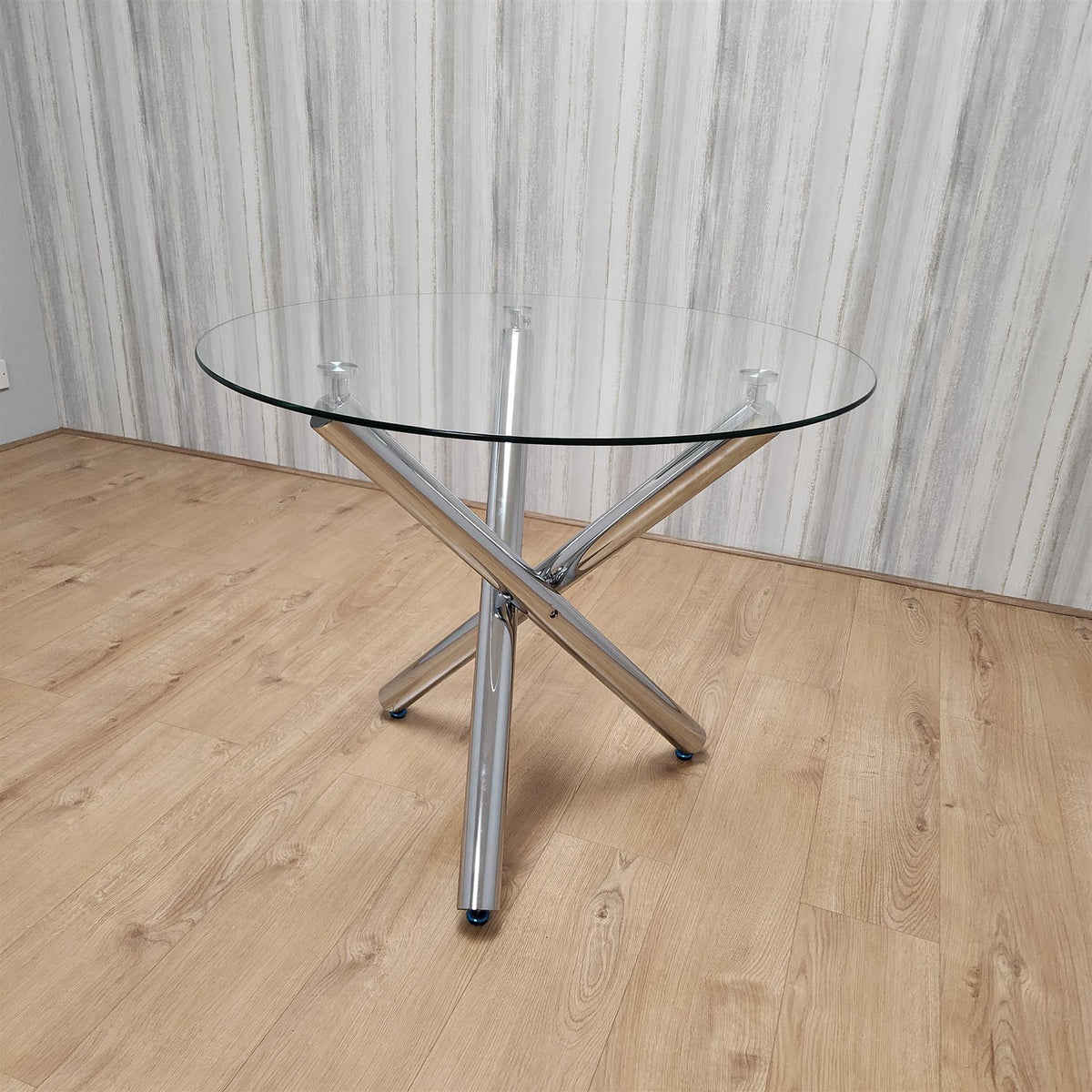 Dining Table Clear Glass Kitchen Place for 4 Seats, Dining Table Only (Clear H 75 x L 90 x W 90 cm)