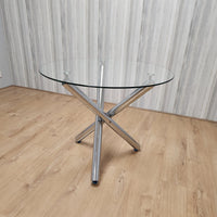 Dining Table Clear Glass Kitchen Place for 4 Seats, Dining Table Only (Clear H 75 x L 90 x W 90 cm)