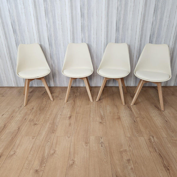 Dining Chairs Set of 4 Cream Leather Kitchen Chairs