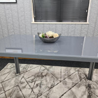 Dining Table Grey Glass Kitchen Place for 6 Seats, Dining Table Only (Grey H 75 x L 134 x W 70 cm)