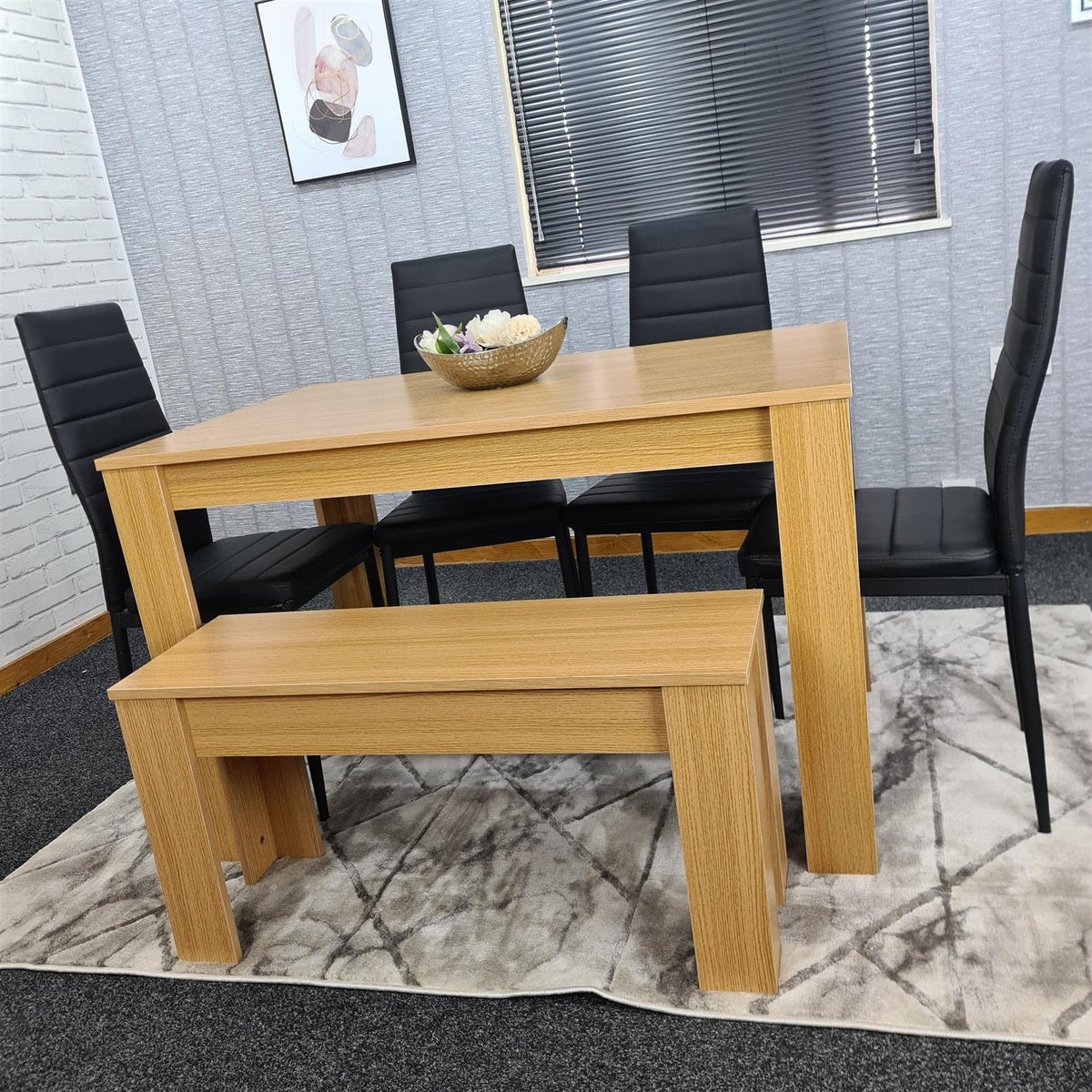 Dining Table Set with 4 Chairs Dining Room and Kitchen table set of 4, and Benches