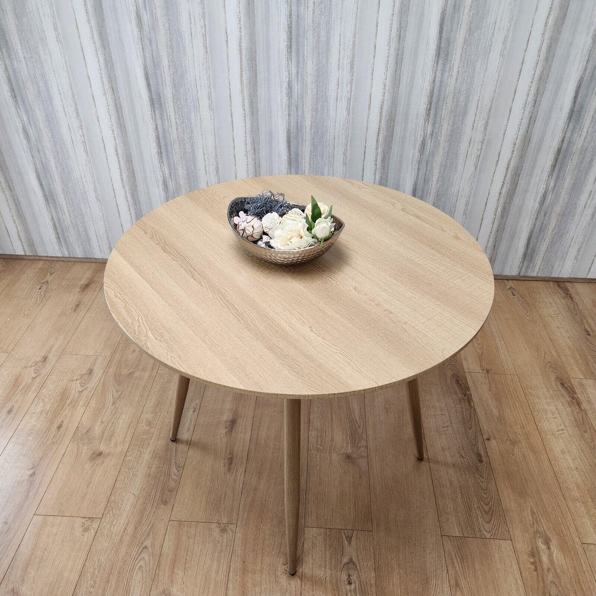 Dining Table Beige Wood Kitchen Place for 4 Seats, Dining Table Only (Beige H 75 x L 90 x W 90 cm)