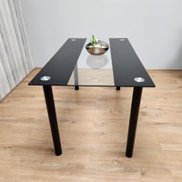 Dining Table Black Glass Kitchen Place for 4 Seats, Dining Table Only (Black H 75 x L 120 x W 70 cm)