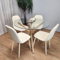 Forest Round Glass Table + 4 cream gem