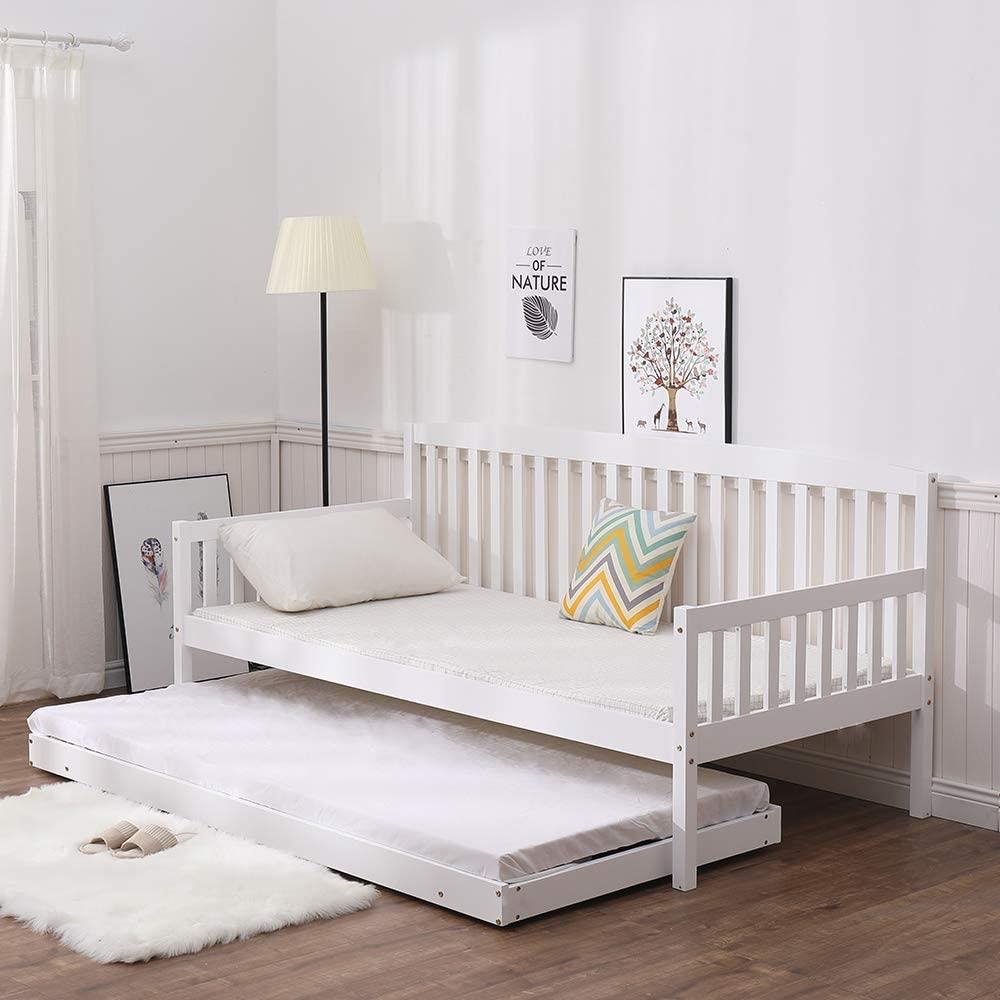 Daybed With Trundle white 3ft single wooden pull out guest room bedroom