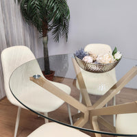 Forest Round Glass Table + 4 cream gem