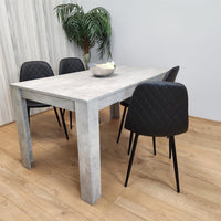 Dining Table and 4 Chairs stone grey Effect Table with 4 Black Gem Patterned Chairs