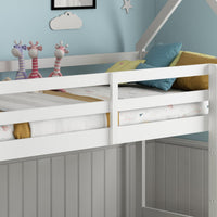 House Bunkbed kids white 3ft single twin bunk bed and 2 mattresses wooden childrens bedroom furniture