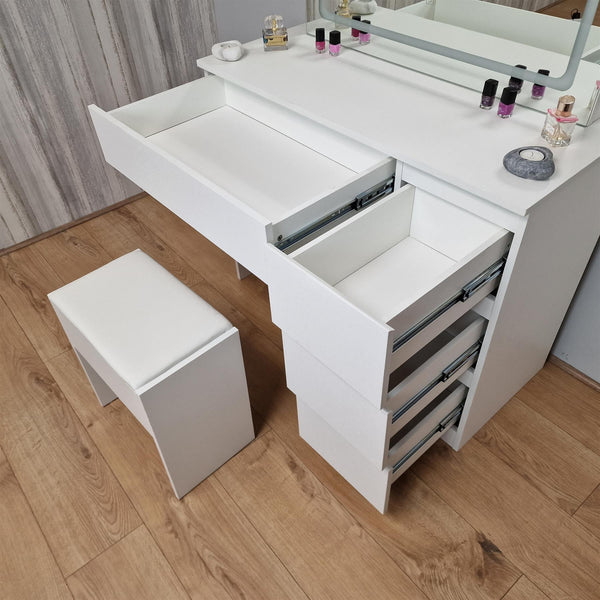 Dressing Table with Mirror and Stool Makeup Vanity LED Mirror Lights Hollywood Table