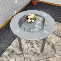 Glass Grey Dining Table Round Dining Table Dining Room Kitchen Furniture