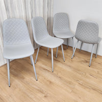 Dining Chairs Set of 4 Grey Leather Kitchen Chairs