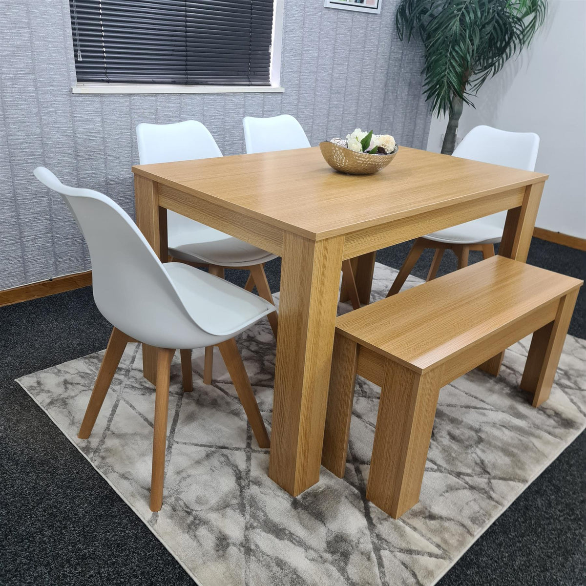 Dining Table Set with 4 Chairs Dining Room and Kitchen table set of 4, and Bench