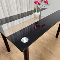 Dining Table Black Glass Kitchen Place for 4 Seats, Dining Table Only (Black H 75 x L 120 x W 70 cm)