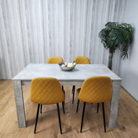 Wooden Rectangle Dining Table Sets with Set of 4 Chairs, Grey and Mustard