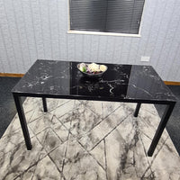 Dining Table Black Glass Kitchen Place for 4 Seats, Dining Table Only (Black H 75 x L 120 x W 70 cm)