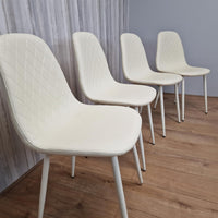 Dining Chairs Set of 4 Cream Leather Kitchen Chairs