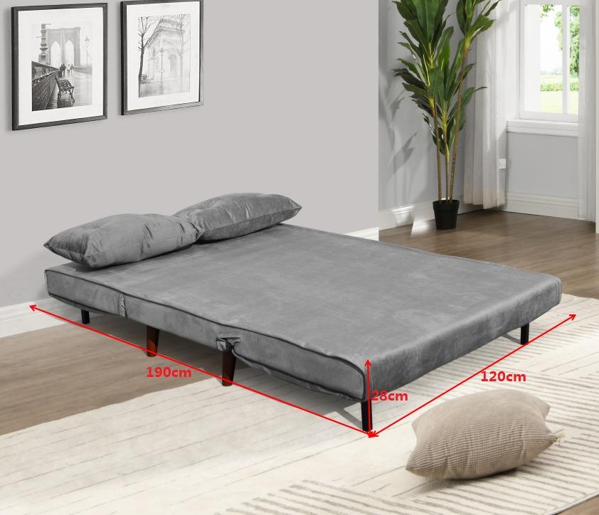 Double Sofa Bed with Portable Pillow Lounge Couch Grey Cosy Homes