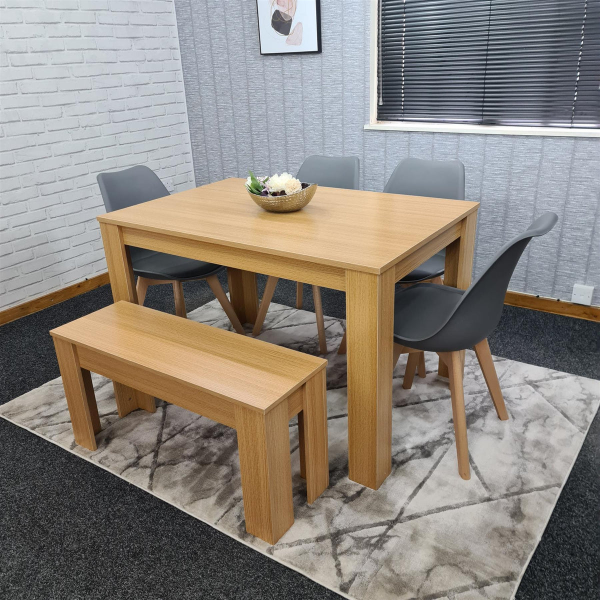 Dining Table Set with 4 Chairs Dining Room and Kitchen table set of 4, and Bench