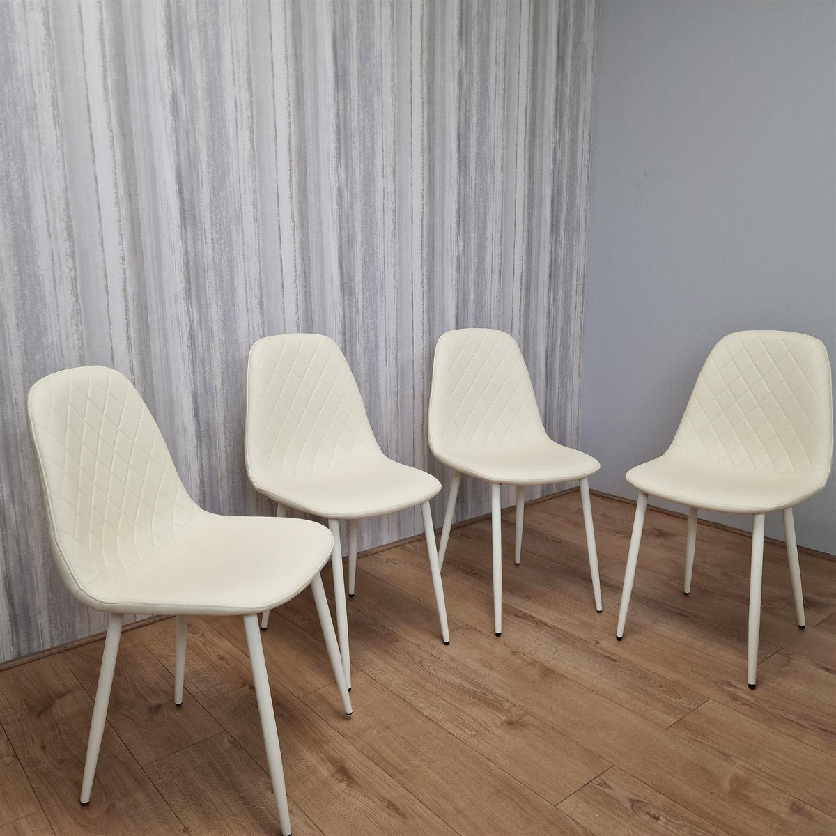 Dining Chairs Set of 4 Cream Leather Kitchen Chairs