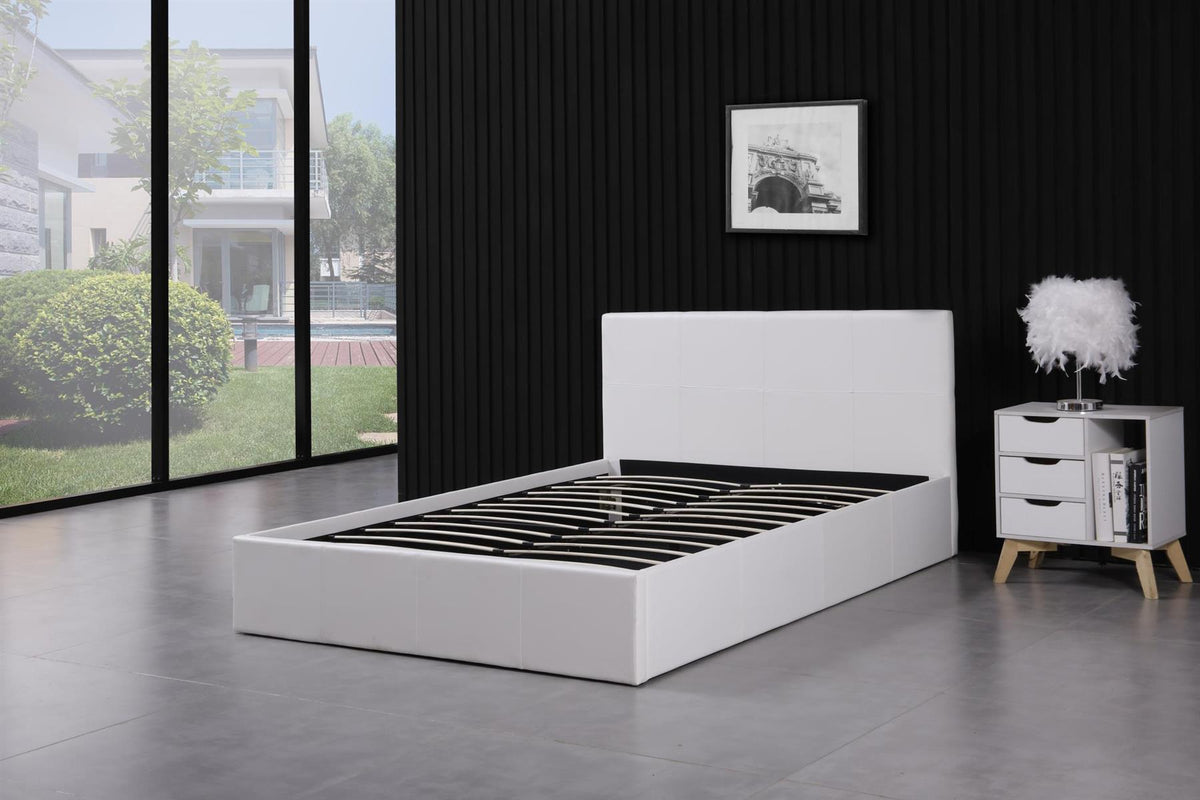 Ottoman Storage Bed white small double 4ft 6 leather bedroom furniture