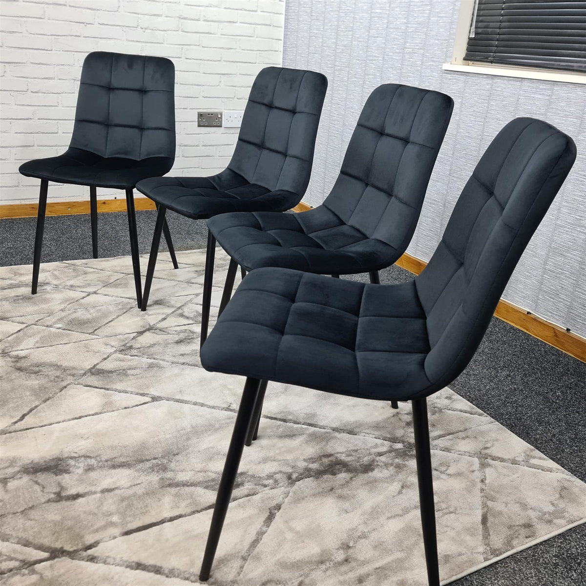 Dining Chairs Set of 4 Black Velvet Kitchen chairs