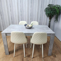 Wooden Rectangle Dining Table Sets with Set of 4 Chairs, Grey and Cream