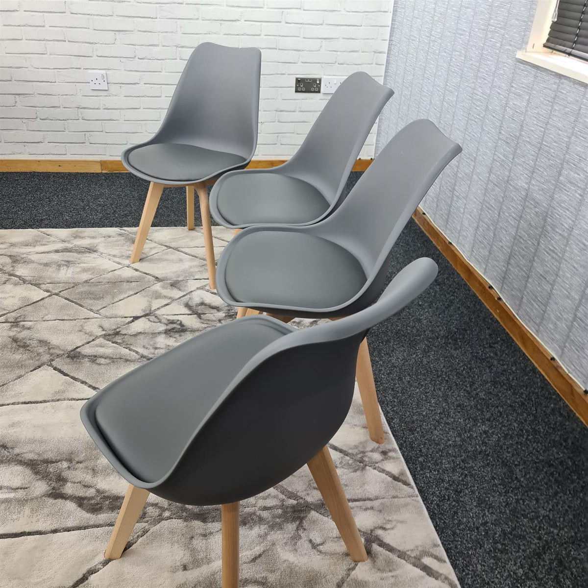 Dining Chairs Set of 4 Grey Leather Kitchen Table