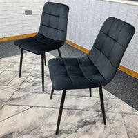 Dining Chairs Set of 2 Black Velvet Kitchen Chairs