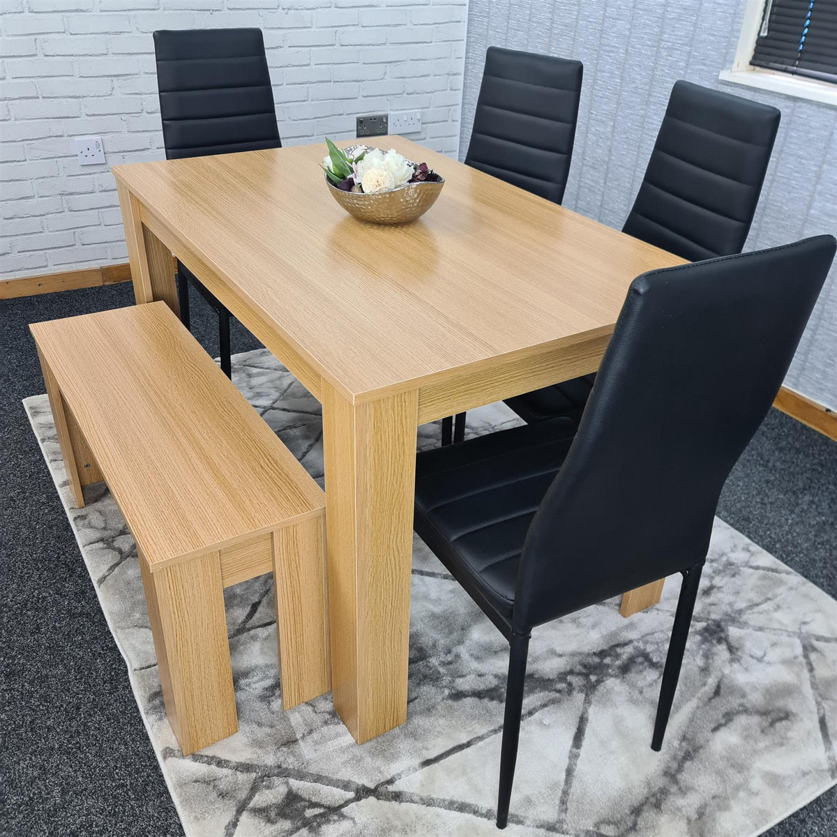 Dining Table Set with 4 Chairs Dining Room and Kitchen table set of 4, and Bench