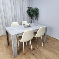 Wooden Rectangle Dining Table Sets with Set of 4 Chairs, Grey and Cream