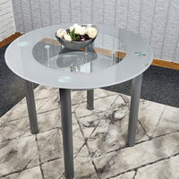 Glass Grey Dining Table Round Dining Table Dining Room Kitchen Furniture