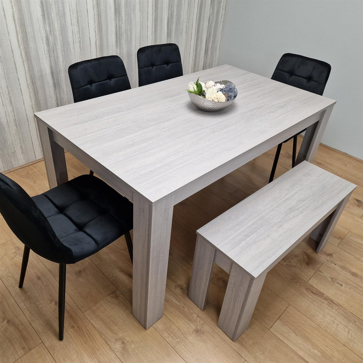 Dining Table Set with 4 Chairs Dining Room, Kitchen table set of 4, and Bench