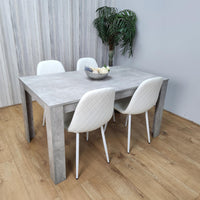 Wooden Rectangle Dining Table Sets with Set of 4 Chairs, Grey, and White