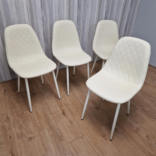 Dining Chairs Set of 4 Cream Leather Kitchen Chairs