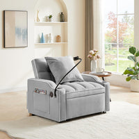 3-in-1 Convertible Sofa Bed Sleeper Chair with Adjustable Backrest, USB Charging & Cup Holder for Small Spaces