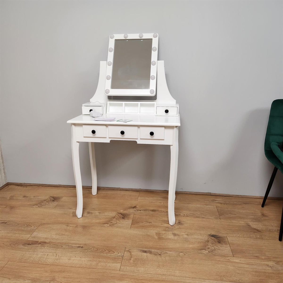 Dressing Table with Mirror and Stool Makeup Vanity LED Bulbs Mirror Hollywood Table