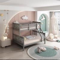 Bunkbed Kids grey 3ft single with 4ft 6 small double trio bunk beds wooden childrens bedroom furniture