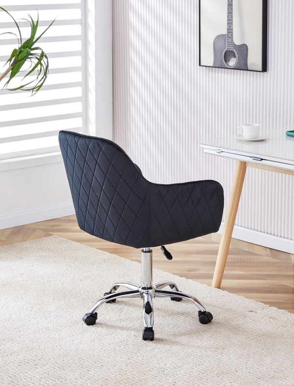Leisure Office Chair, black velvet swivel with wheels desk computer