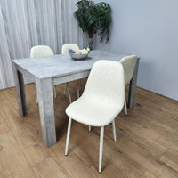 Wooden Rectangle Dining Table Sets with Set of 4 Chairs, Grey and Cream