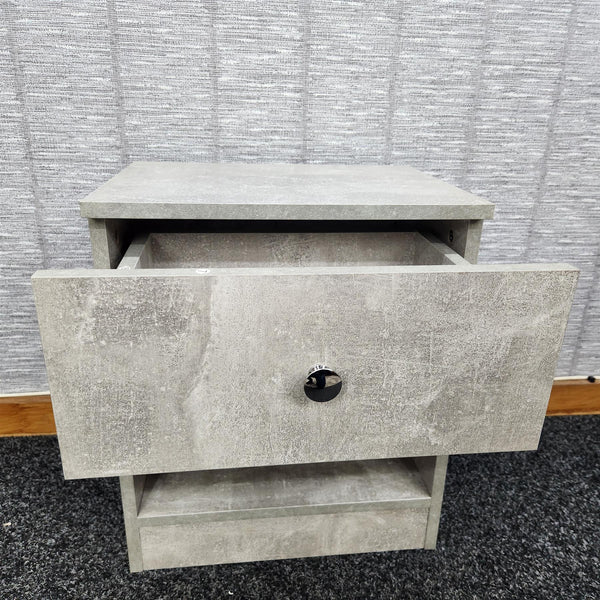 Wooden Bedside Cabinet In Stone Grey Effect