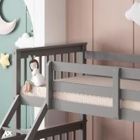 Bunkbed Kids grey 3ft single with 4ft 6 small double trio bunk beds wooden childrens bedroom furniture