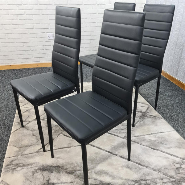 Dining Chairs Set of 4 Black Leather Kitchen Chairs
