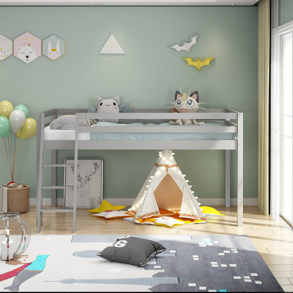 Mid Sleeper kids bed grey 3ft single wooden childrens bedroom furniture