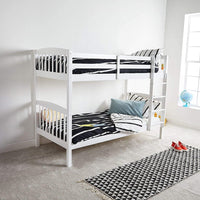 Bunkbed Kids white 3ft twin wooden bunk bed with 2 mattresses childrens bedroom furniture