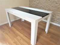 Dining Table Wood Kitchen Place for 4 Seats, Dining Table Only (White and Black H 75 x L 117 x W 77 cm)