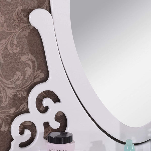 Dressing Table with Heart Shaped Mirror and Stool Makeup Vanity Mirror Hollywood Table