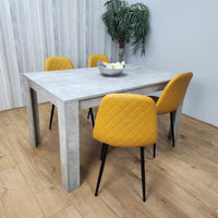 Wooden Rectangle Dining Table Sets with Set of 4 Chairs, Grey and Mustard