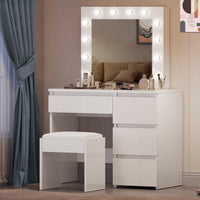 White Dressing Table Hollywood LED Mirror Makeup Desk Vanity Table Bedroom Furniture