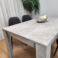 Dining Table and 4 Chairs stone grey Effect Table with 4 Black Gem Patterned Chairs