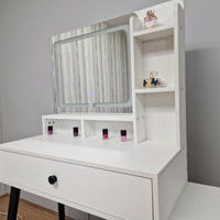 Dressing Table with Mirror and Stool Makeup Vanity LED Mirror Lights Hollywood Table